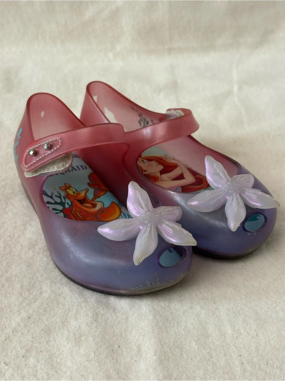 Mini Melissa Disney TODDLER Girls Purple-Pink Jelly Mary Janes Starfish SMALL 8